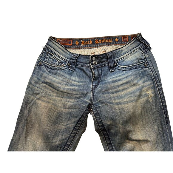 Rock Revival Eva Boot Cut Jeans Size 29 Distressed Denim Blue Womens - Picture 6 of 16